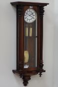 19th century mahogany cased Vienna wall clock, glazed side panels and door,