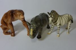 Three Melba animal sculptures - zebra,