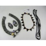 1940's Whitby jet and amber necklace,