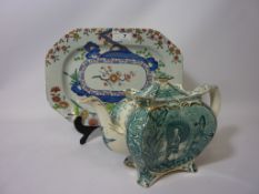 Small Spode platter L29cm and an early 20th century tea pot with oriental decoration