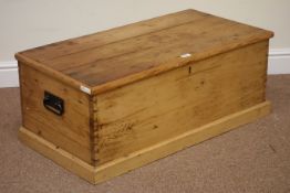 Victorian pine blanket box enclosed by hinged lid, W93cm, H37cm,