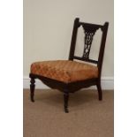 Edwardian mahogany bedroom chair, carved detail, fretwork back splat,