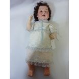 Vintage Schoenau Hoffmeister bisque head doll with sleeping eyes,