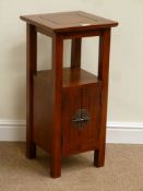 Indonesian mahogany two tier bedside cabinet fitted with cupboard, W35cm, H76cm,