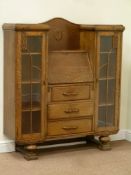 Early 20th century oak side by side bureau bookcase,