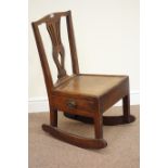 18th century country elm lambing rocking chair fitted with single drawer to the seat,