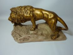 French Art Deco style sculpture of a lion signed L.