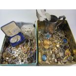 Two tins of costume jewellery