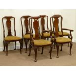 Set six (4+2) early 20th century mahogany Queen Anne style dining chairs,