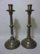 Pair Kenneth Turner pewter candlesticks