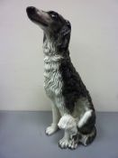 Floor standing ceramic sculpture of a Borzoi dog H77cm