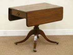 19th century mahogany drop leaf table on turned pedestal base fitted with four splay legs,