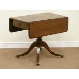 19th century mahogany drop leaf table on turned pedestal base fitted with four splay legs,