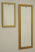 Rectangular gilt framed mirror (44cm x 109cm), another mirror (36cm x 56cm),