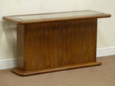 20th century vintage retro side table fitted with inset bevel edged glass, 135cm x 52cm,