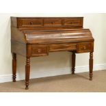 Victorian mahogany piano desk fitted with pullout fall front  mechanism enclosing birdseye maple