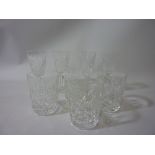 Set of four Waterford Lismore cut crystal sherry glasses and four matching tumblers