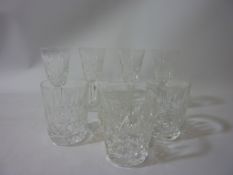 Set of four Waterford Lismore cut crystal sherry glasses and four matching tumblers