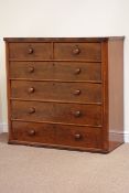 Victorian figured mahogany chest fitted with two short and four long oak sided drawers, W124cm,