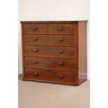 Victorian figured mahogany chest fitted with two short and four long oak sided drawers, W124cm,