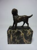20th century bronze dog on marble base,
