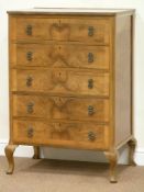 Reproduction walnut tallboy fitted with five drawers, W76cm, H113cm,