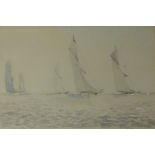 Racing Yachts, watercolour signed and dated J Lingham 1948,