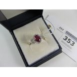 Ruby and diamond ring hallmarked 18ct
