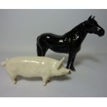 Beswick Fell pony and a Beswick pig 'CH Wall CH Boy 53' (2)  Condition Report Pig