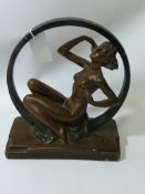 Art Deco period chalk figure of a seated nude H28cm