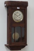 20th century oak cased wall hanging clock,