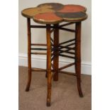 20th century simulated bamboo cinquefoil top table, W52cm,