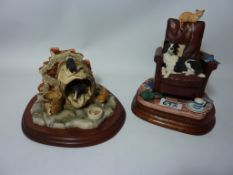 Two Border Fine Arts Border Collie sculptures -  'Caught Napping' by Ray Ayres H16cm and one other