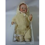 Vintage Armand Marseille bisque head doll, with sleeping eyes,