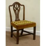 George III style mahogany side chair with shaped crest rail and pierced baluster splat carved with