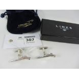 Pair of Links of London silver Concorde Torpedo cuff-links hallmarked boxed