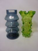 1970s Finnish Art Glass vase H30cm and one other (2)