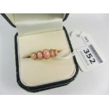 Coral five stone gold-plated ring stamped 925