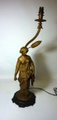 19th/20th century gilded spelter figural table lamp H66cm