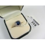Blue stone halo dress ring stamped 925