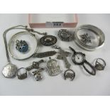 Victorian and later brooches, bracelets, watch, badges,