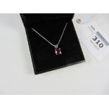 Ruby single stone pendant necklace approx 1.