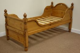 Victorian and later pine 2' 8'' narrow single sleigh bed,