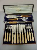 Victorian carving fork with hallmarked silver mounts,