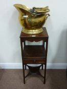 Brass coal helmet and 19th Century mahogany toilet stand