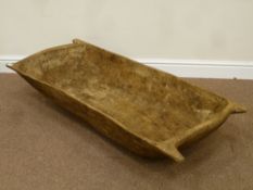 Rustic waxed beech trough with carry handles,