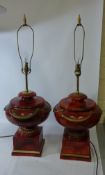 Pair classical design trompe l'oeil marble and gilt table lamps H82cm