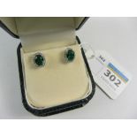 Pair of green stone dress ear-rings stamped 925