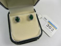 Pair of green stone dress ear-rings stamped 925