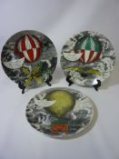 Three Piero Fornasetti 'Mongolfiere' ceramic plates,